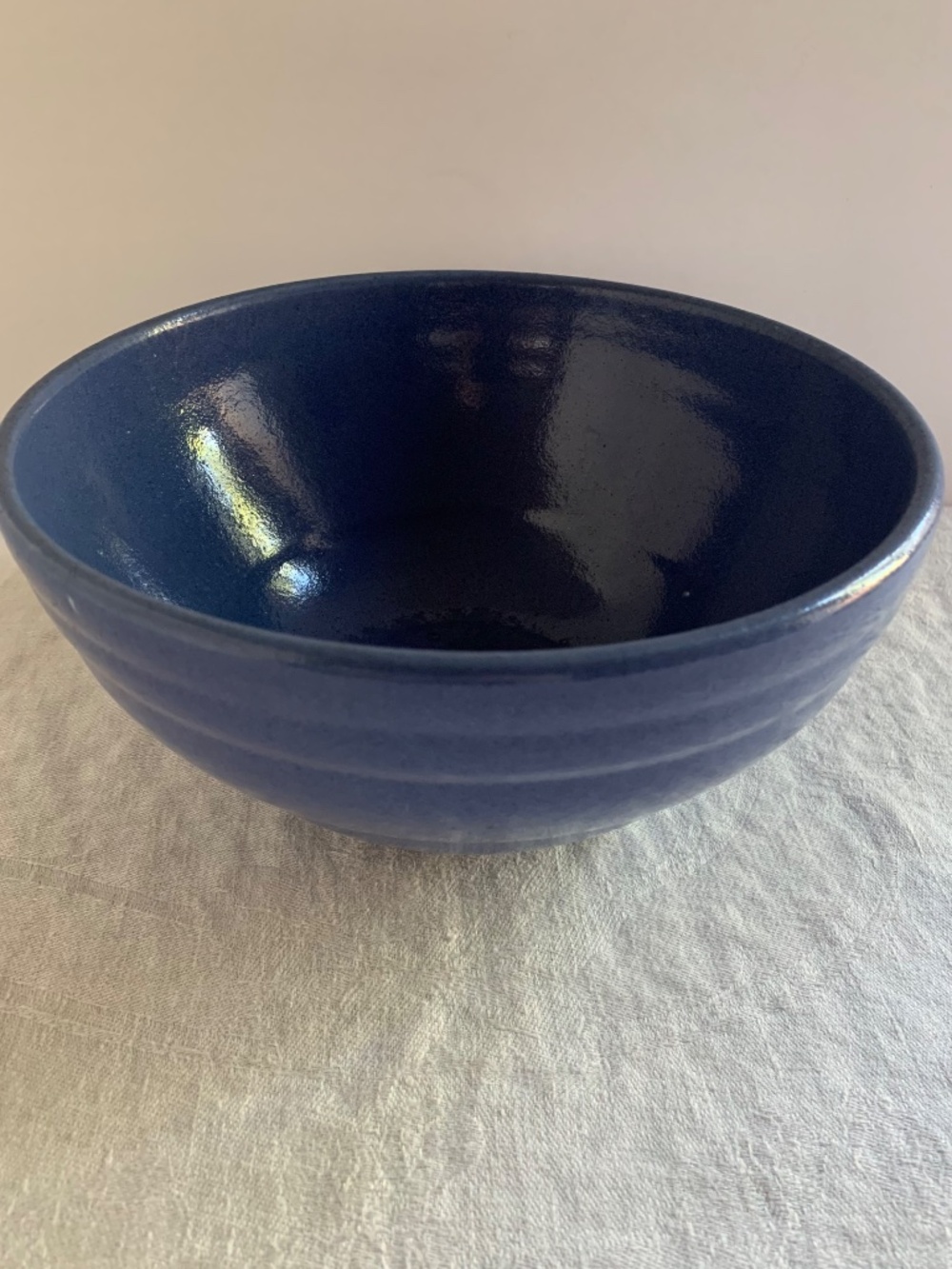 Vintage Bauer Ringware Blue Mixing Bowl 8.75” California Pottery Kitchen